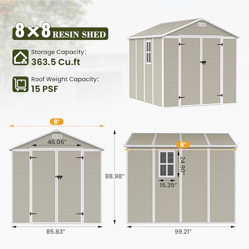 Outdoor Storage Shed 6 x 6 FT Resin Garden Shed with Lockable Door U891