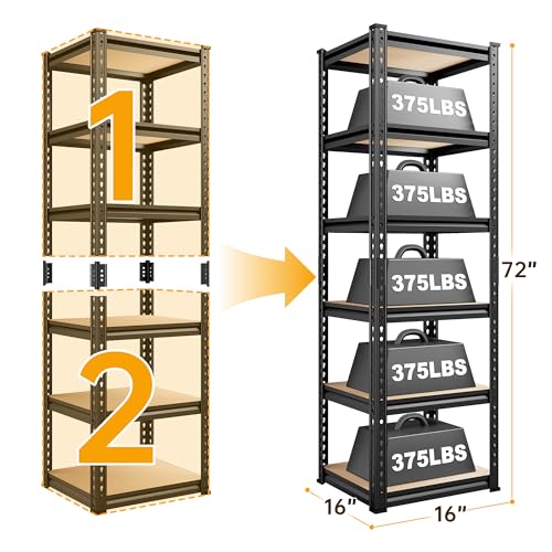 Storage Shelves 6 Tier Heavy Duty Metal Shelving Adjustable L7515