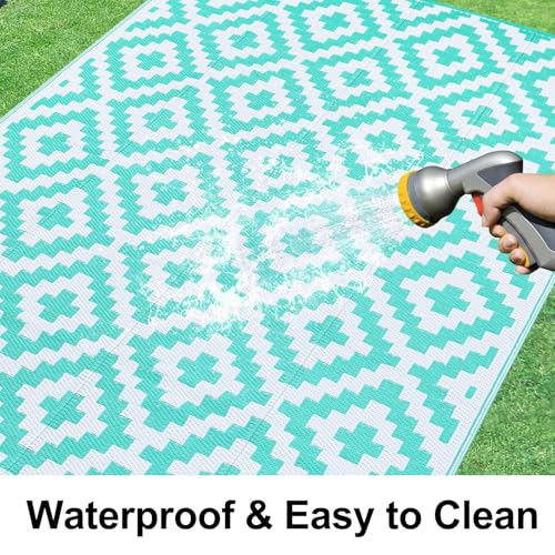 Waterproof Outdoor Rug 5x8 ft, Reversible Plastic Straw Patio Mat Z2613