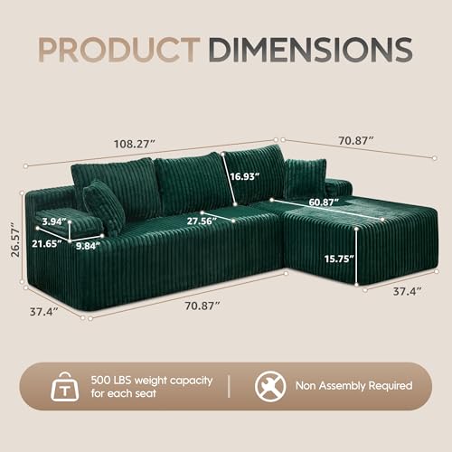 Modular L-Shape Sectional Sofa with Oversized Chaise A47792