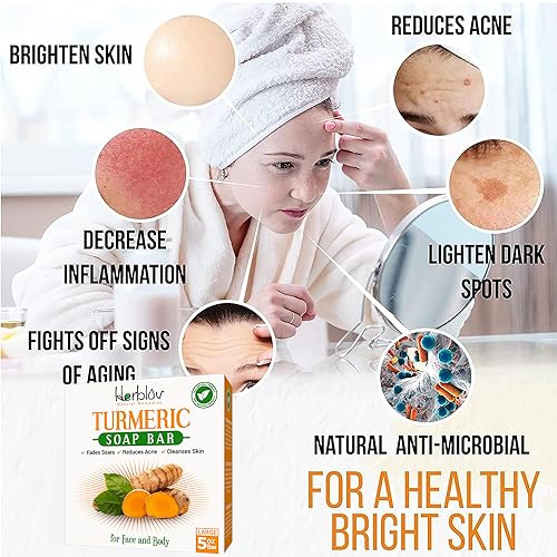 Turmeric Soap Bar for Face and Body, Skin Brightening, 5oz E73430
