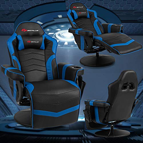 Massage Gaming Chair with Adjustable Backrest and Footrest G669073
