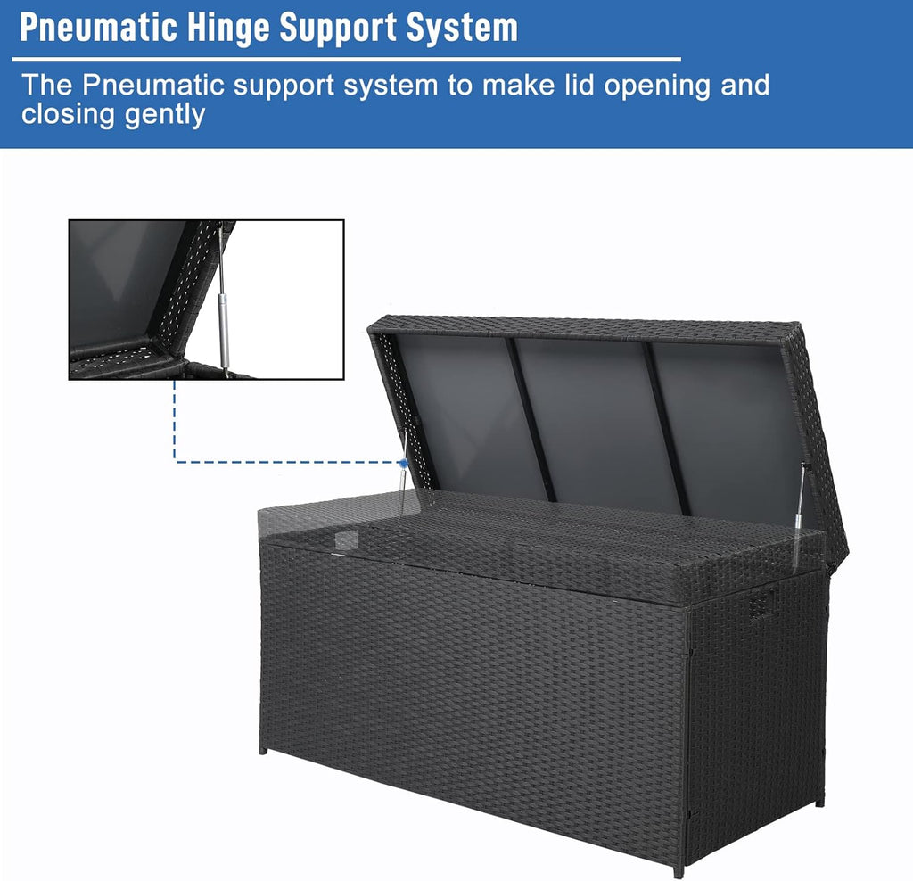 Large Deck Box with Lid - Weather Resistant Outdoor Storage Container for Toys and Tools T398