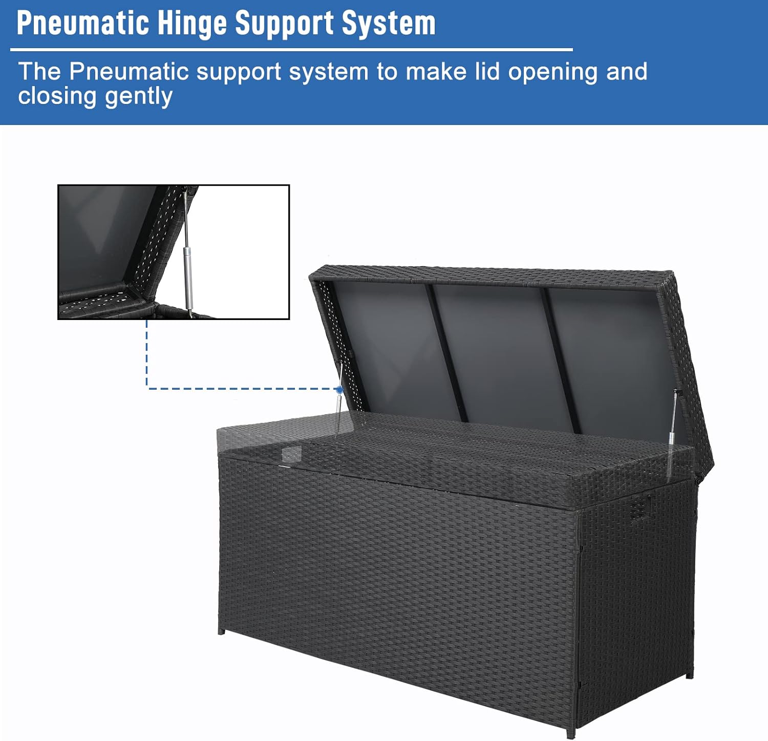 Large Deck Box with Lid - Weather Resistant Outdoor Storage Container for Toys and Tools T398