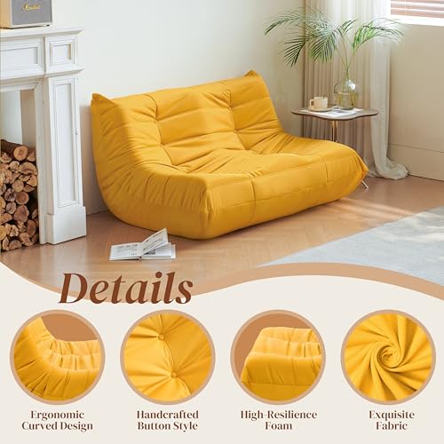 Bean Bag Chair for Adults, Suede & Microfiber Corner Lounge Sofa, 3-Seater, Beige F9802
