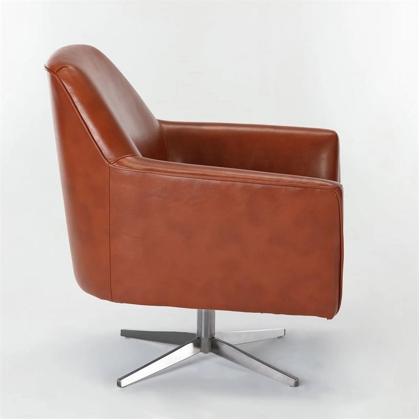 Mid-Century Faux Leather Swivel Armchair H237