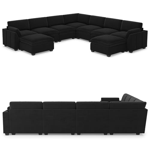 Extra Large Modular Sectional Sofa, 4-Seater L Shaped Couch, Velvet Convertible for Living Room L139