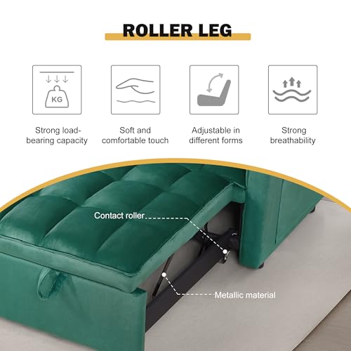Sleeper Sofa Bed with Side Pocket, Convertible Futon Couch for Living Room X8857