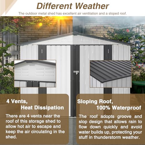 Outdoor Storage Shed, Heavy-Duty All-Weather Tool Shed with Lockable Doors C3585