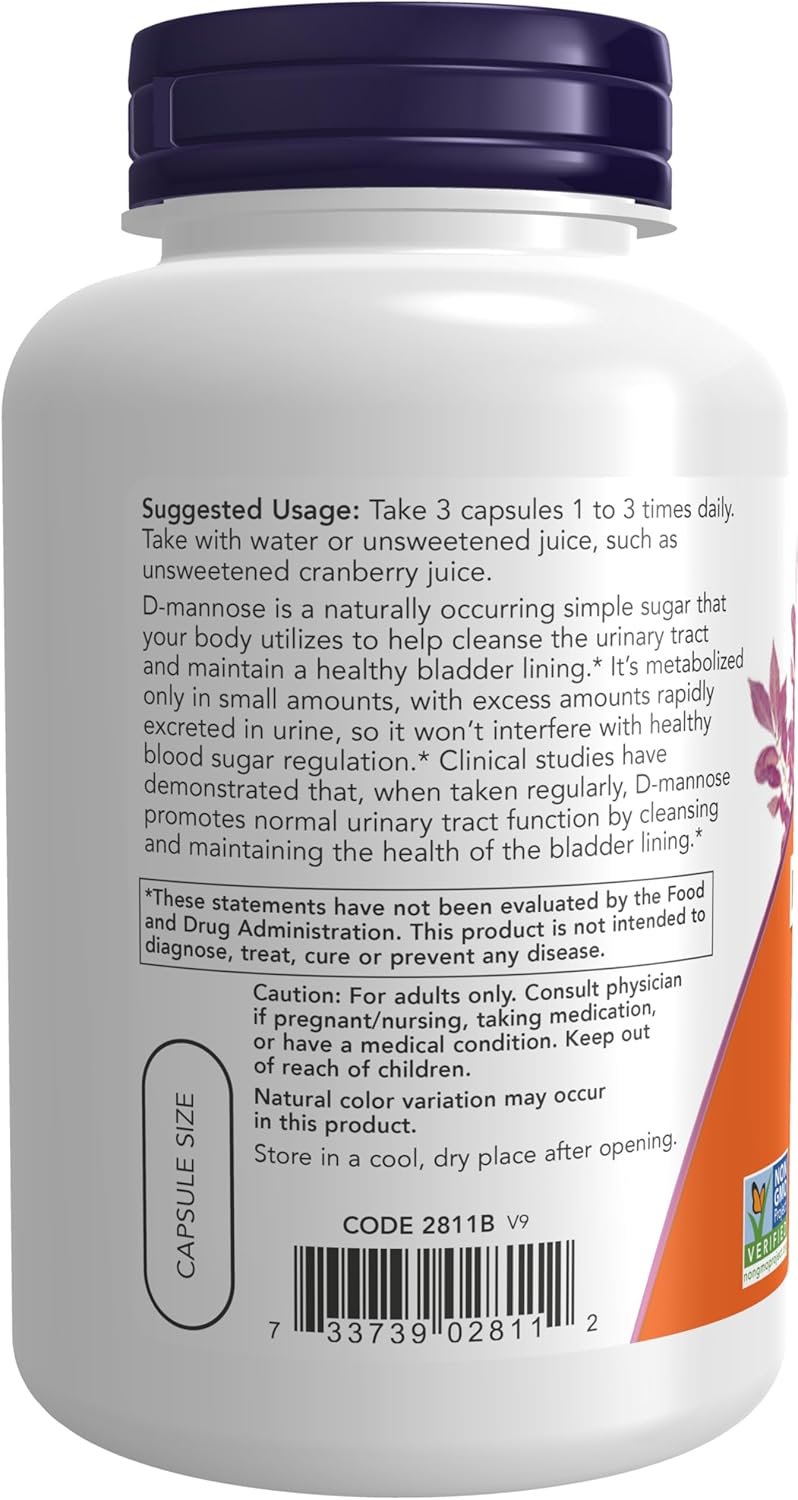 D-Mannose 500 mg, Non-GMO, Urinary Tract Support, 120 Veg Capsules M662