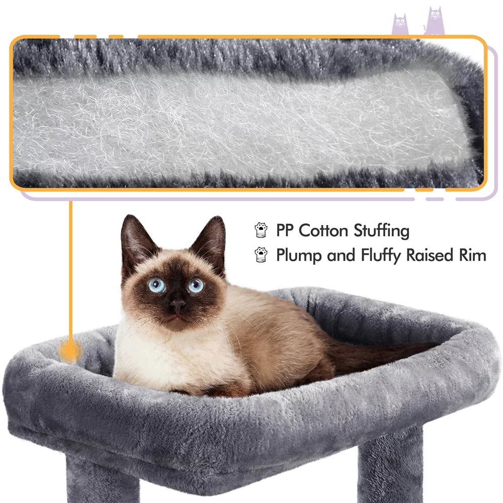 Cat Tree Tower with Condo Perch Platform Basket, Dark Gray L449