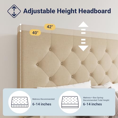 Upholstered Queen Platform Bed Frame with 4 Storage Drawers and Headboard G724955