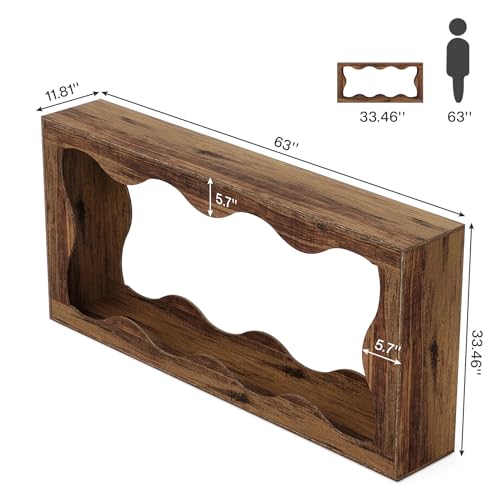 Farmhouse Console Table with Storage, Couch Table Behind Sofa, Narrow Hallway Stand, Brown K521