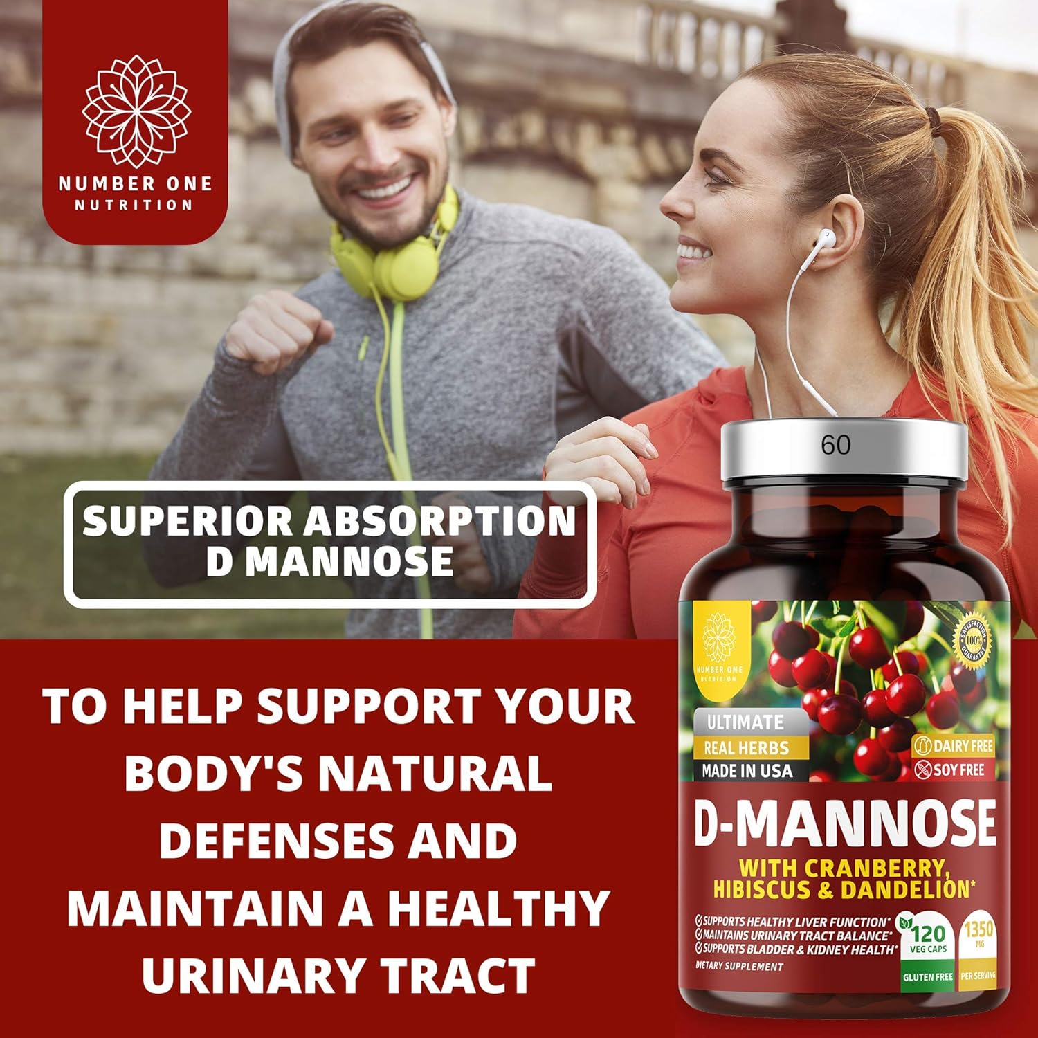 D Mannose with Cranberry and Hibiscus, 1350mg, 120 Veg Caps H67816