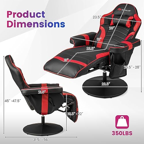 Massage Gaming Chair with Adjustable Backrest and Footrest G669073