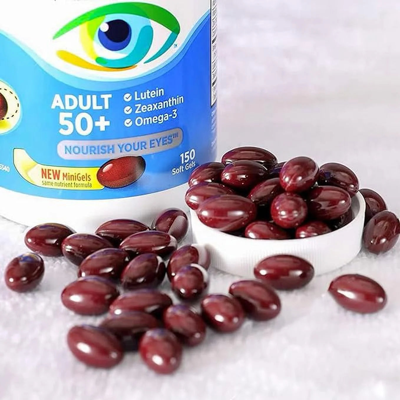 Adult 50+ Eye Vitamin & Mineral Supplement with Lutein, Zinc & Omega-3, 150 Softgels L9406