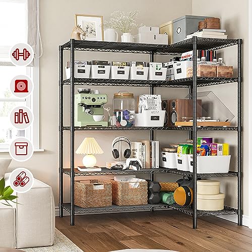 Metal Storage Shelving Unit 5-Tier Heavy Duty Adjustable Wire Shelves F25196