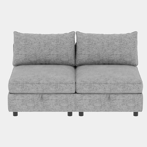 Modular Storage Sectional Sofa with Movable Ottomans, U-Shaped Chenille U839651