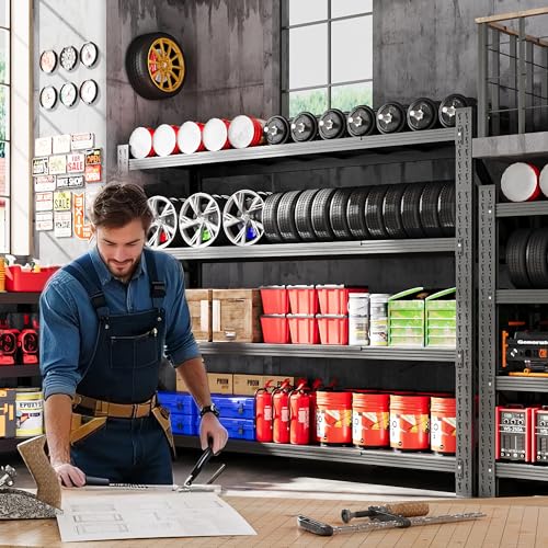Heavy Duty 4-Tier Metal Garage Shelving Unit, Adjustable Steel Storage Rack D5378