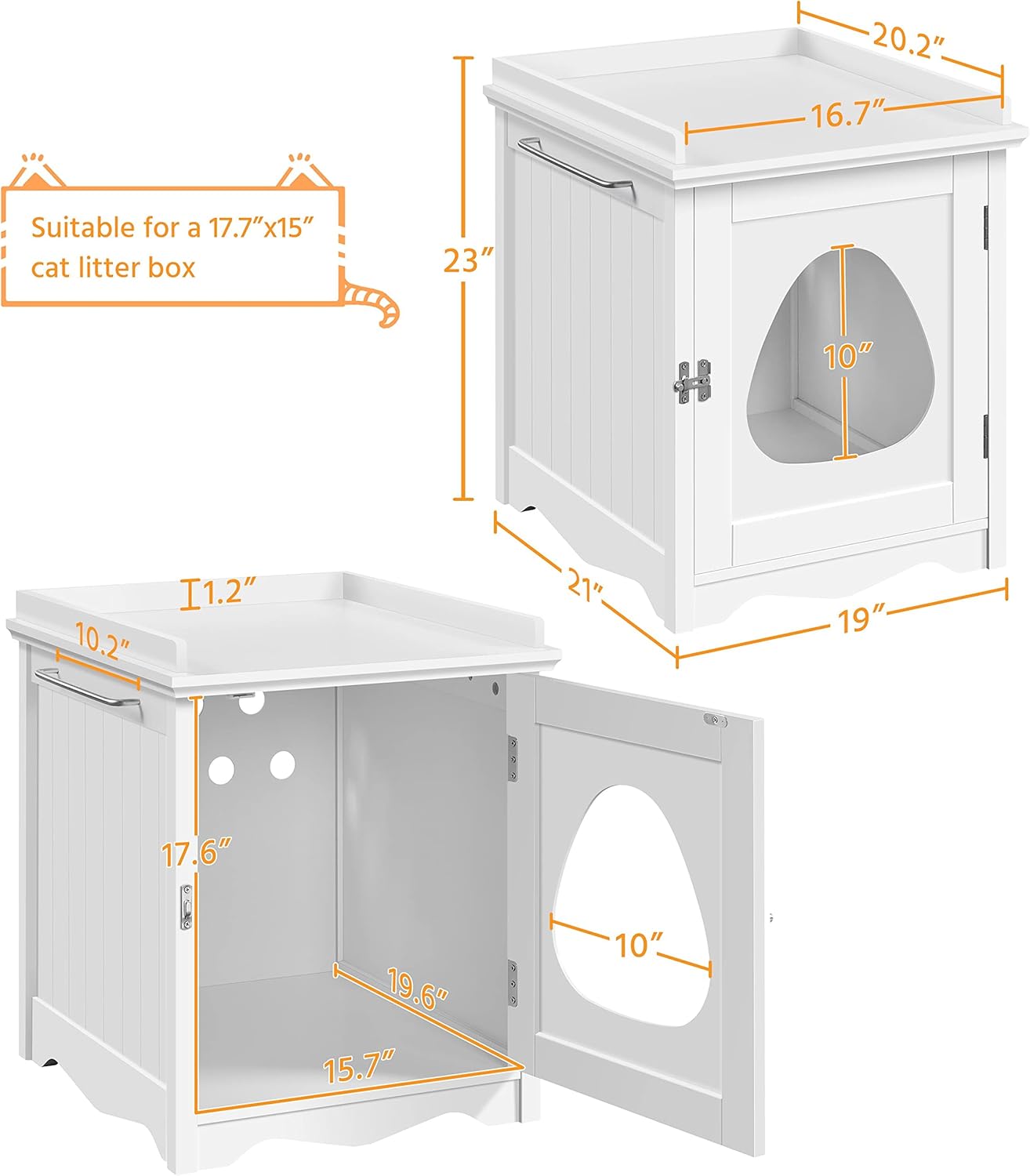 Hidden Cat Litter Box Enclosure Furniture with Side Table C6671