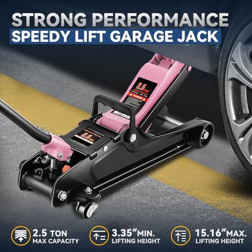 4 Ton Low Profile Floor Jack, Heavy Duty Steel Hydraulic with Dual Pistons Quick Lift Pump P3195
