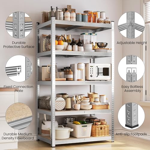 5-Tier Adjustable Metal Shelving Unit for Garage, Pantry, and Warehouse M7734