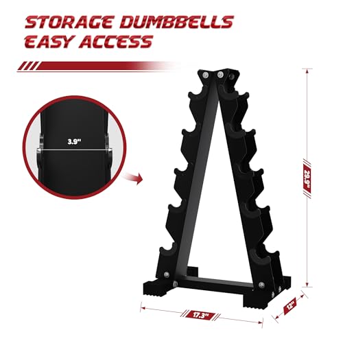 Rubber Coated Hex Dumbbell Set with Storage Rack T1246