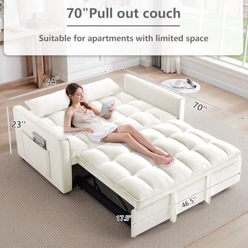 Convertible Sleeper Sofa Bed with Pull-Out Bed and Adjustable Backrest V521