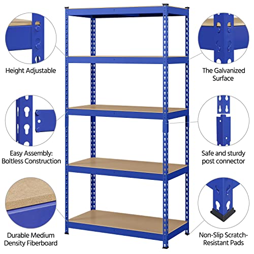 5-Tier Adjustable Metal Shelving Unit for Garage, Pantry, and Warehouse M7734
