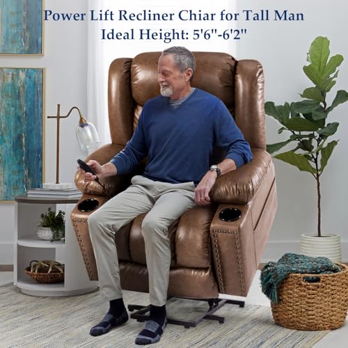 Power Lift Recliner Chair for Elderly with Heat and Massage, Adjustable Positions, Dark Brown P618617