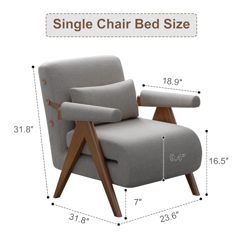 Convertible Sofa Bed Chair, 3-in-1 Sleeper Chair with Adjustable Backrest Q50542