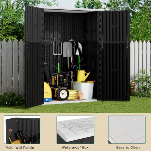 Outdoor Vertical Storage Shed, 57 Cu.ft, Waterproof, Lockable, Brown G868262