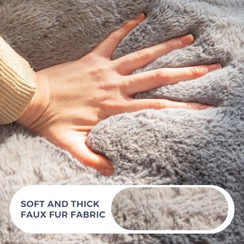 Floral Shaped Bean Bag Sofa for Adults, Faux Fur Floor Chair, Beige U8616