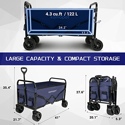 Folding Utility Wagon Cart with Wheels and Cupholders Y414202