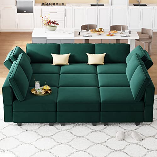 Modular Velvet Sectional Sofa with Chaise Lounge and Storage X4138