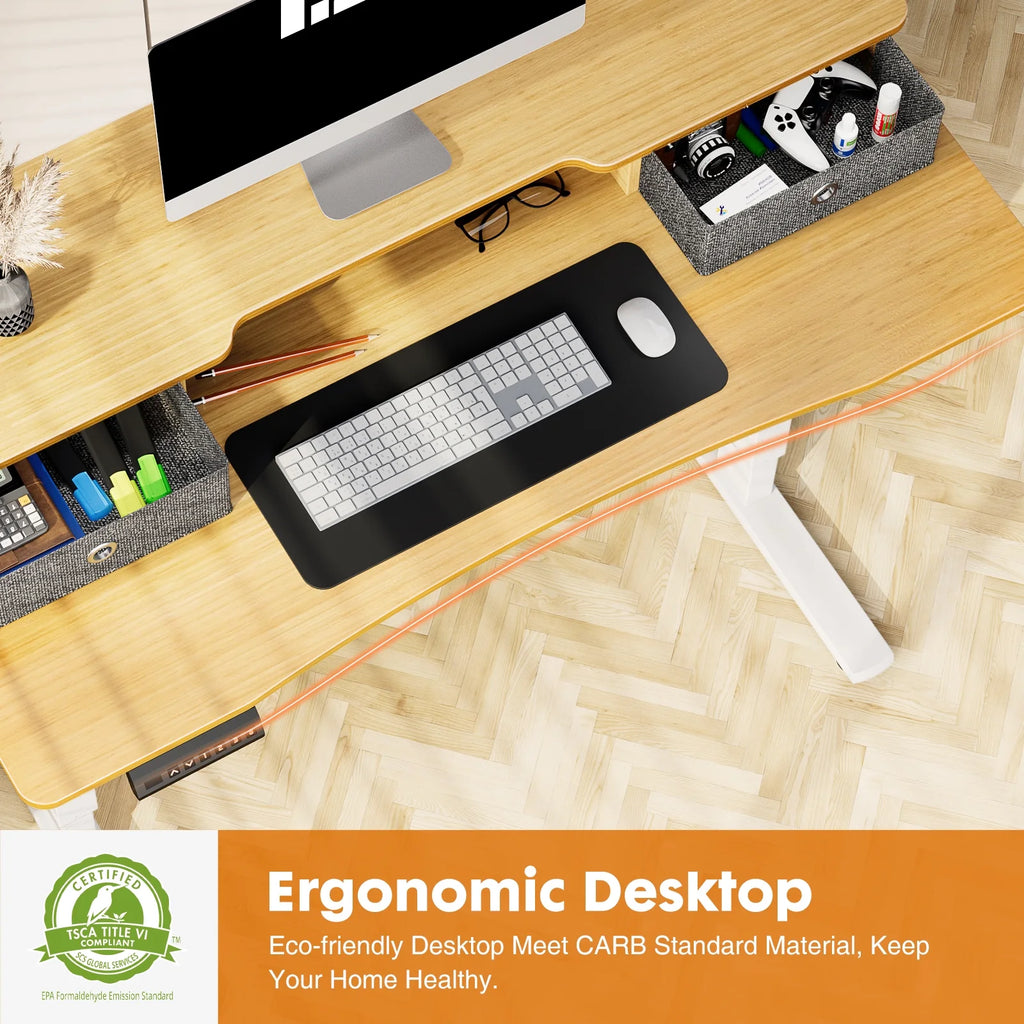 Height Adjustable Electric Standing Desk with Storage Shelf B61090