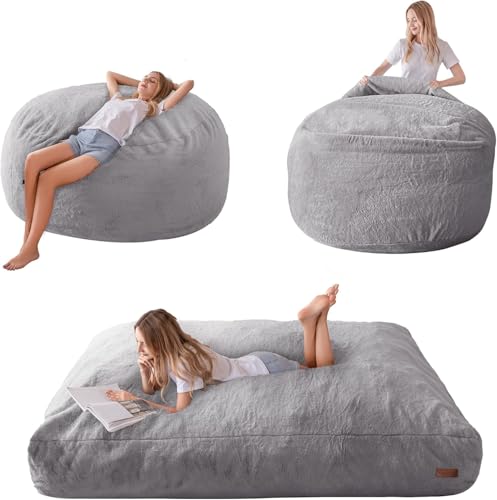 Giant Bean Bag Chair Bed for Adults, Convertible Floor Sofa Mattress R473823