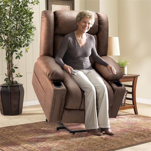 Power Lift Recliner Chair for Elderly with Heat and Massage, Adjustable Positions, Dark Brown P618617