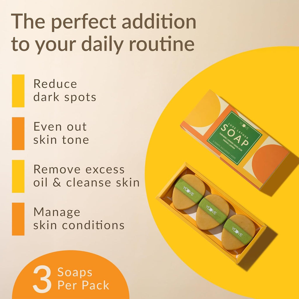 Turmeric and Kojic Acid Soap with Exfoliating Scrubber, 3-Pack V815