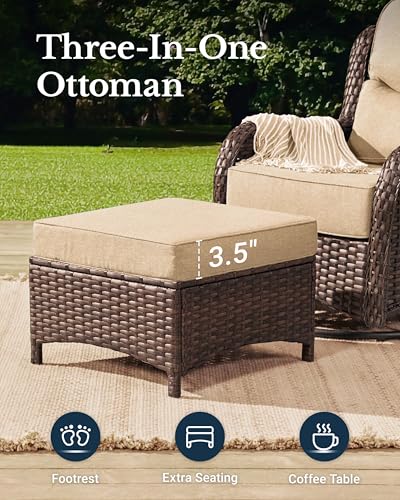 Outdoor Wicker Conversation Set with Cushions, 7 Pieces P4930