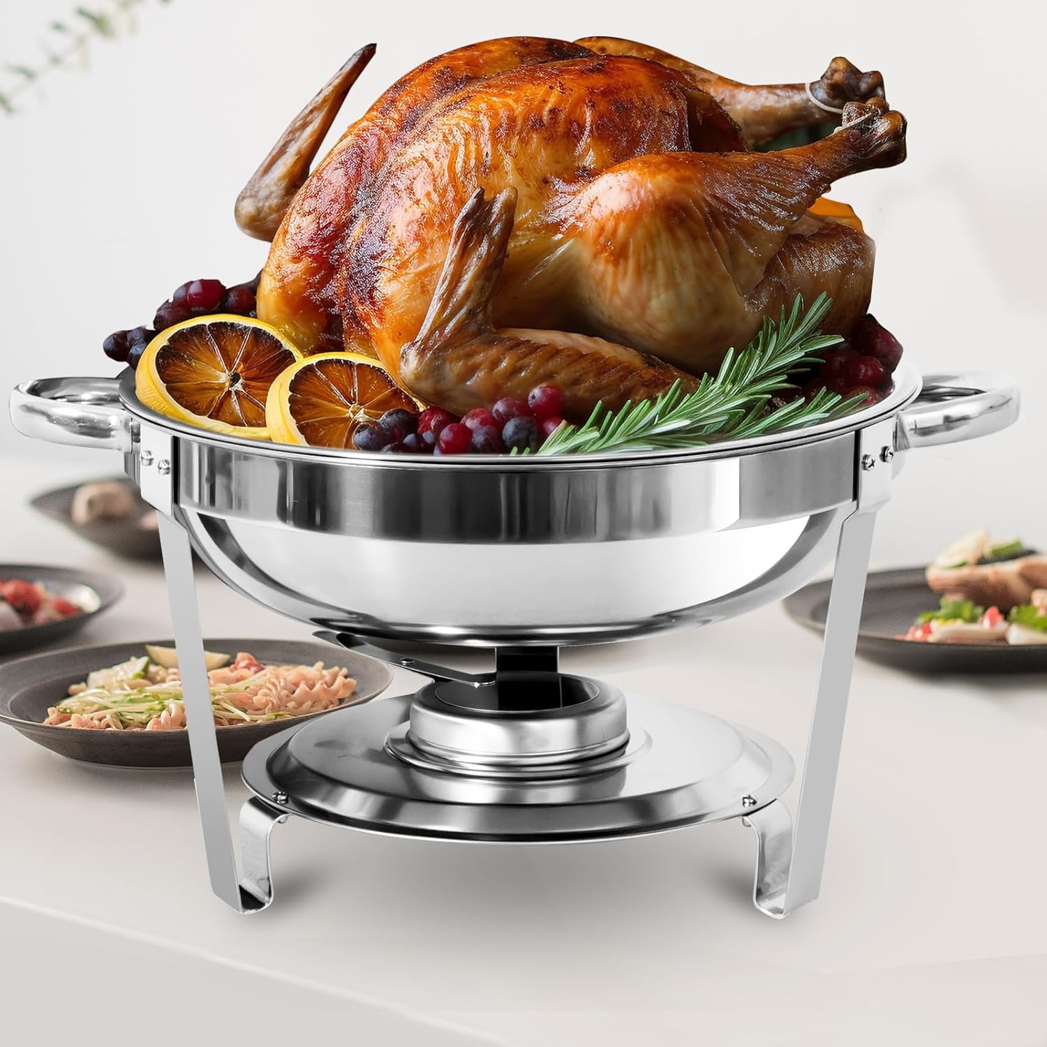 Chafing Dish Buffet Set 6 Pack, Stainless Steel Round Chafers with Food and Water Trays Z449