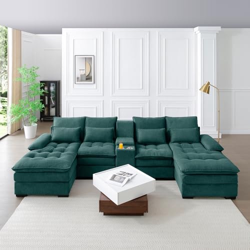 Modular Sectional Sofa with Ottoman, U-Shaped Lounge Couch H930