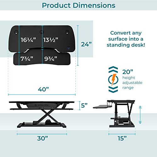 Electric Standing Desk Converter, Height Adjustable Sit to Stand Riser, Dual Monitor Workstation, Black Z74939