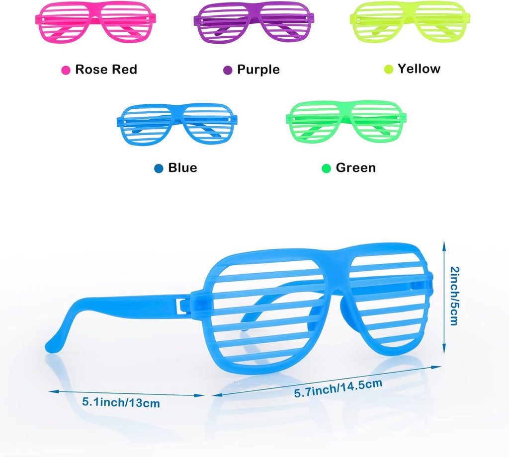 15 Pack Shutter Shades Glasses for Kids Adults Neon Party Sunglasses X660