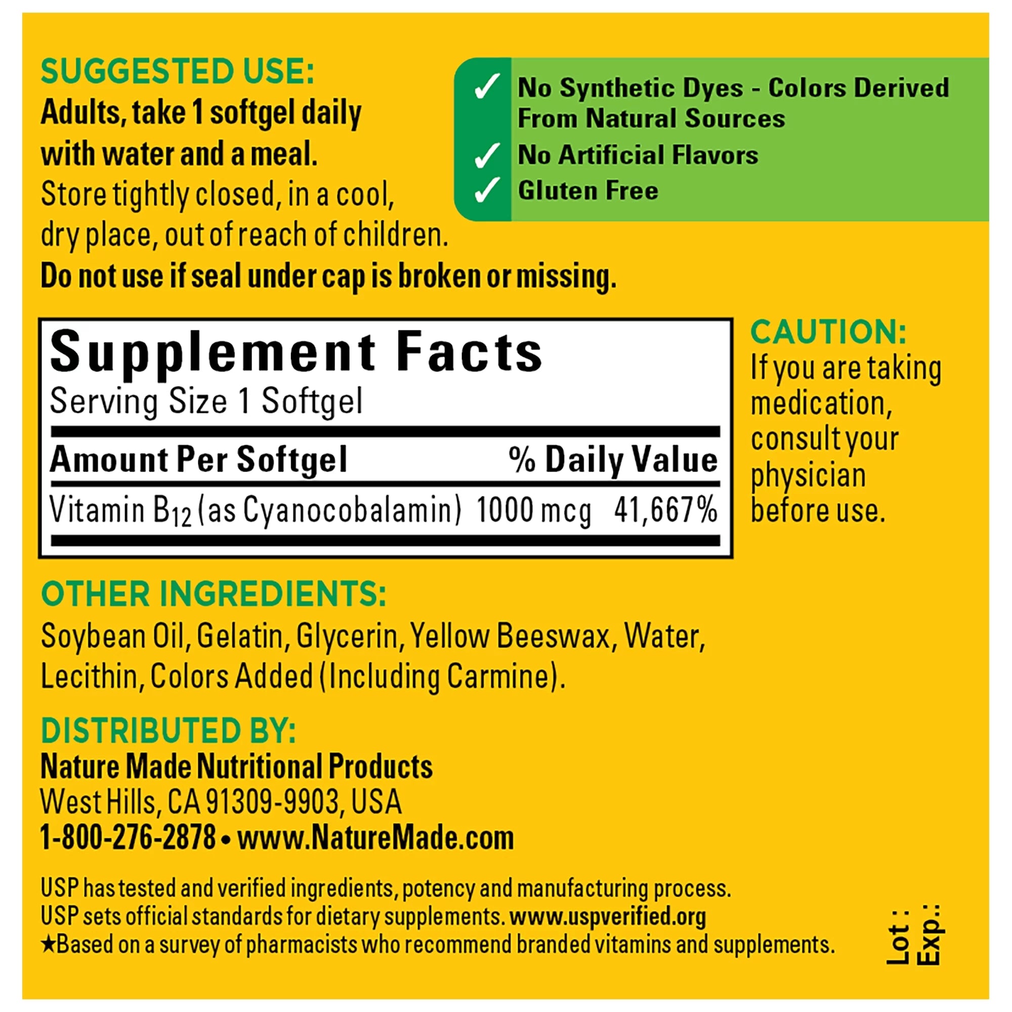 Vitamin B12 1000 mcg Softgels, Dietary Supplement, 310 Count L4012