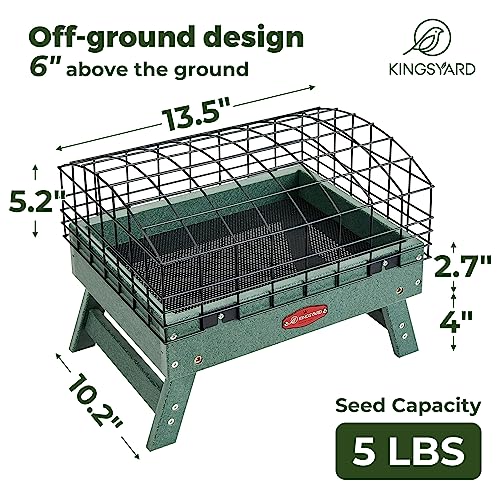 Squirrel Proof Bird Feeder for Outdoors, Recycled Plastic Platform, Metal Caged, 5 LBS U170