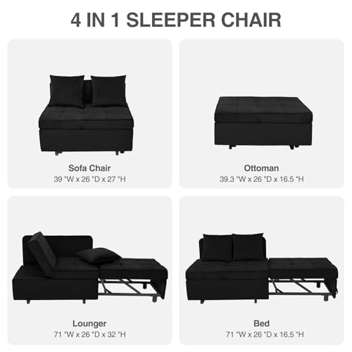 Sofa Bed Convertible Pull Out Couch with 2 Throw Pillows, Dark Grey Z539533