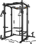 Sportsroyals Power Cage,1600lbs Multi-Function Power Rack with Adjustable Cable Crossover System and More Training Attachment, Weight Cage for Home Gym