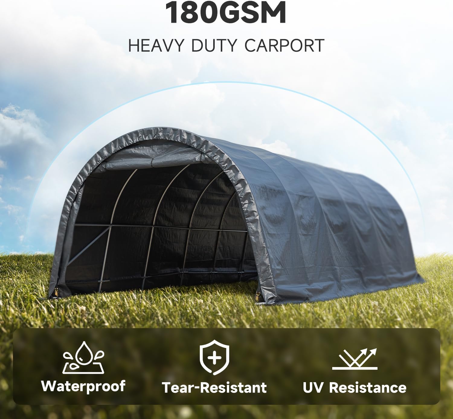 Heavy Duty Portable Carport with All-Steel Frame and Round Roof P8283