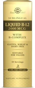 Solgar Sublingual Liquid B-12 2000 mcg with B-Complex 1 ea (Pack of 3)